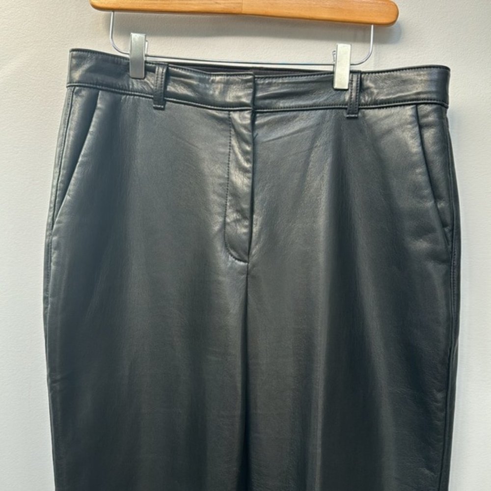 Aritzia Babaton Black Faux Leather Command Pants Size 12 - Picture 4 of 10